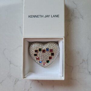 Kenneth Jay Lane Crystal Heart Shaped Brooch